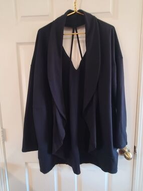 LANE BRYANT 26/28 BLACK SUPER SOFT LIVI ACTIVE CARDIGAN OPEN FRONT TOP